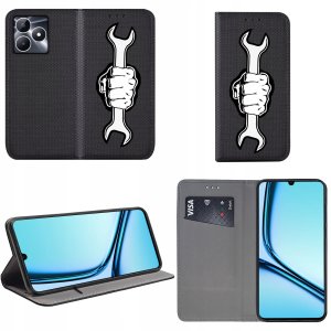 krainaGSM Etui do Realme Note 60 MAGNET WZORY CASE PORTFEL + SZKŁO 9H 2