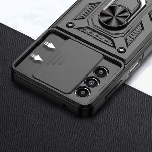 Etui do Samsung A15 PANCERNE SLIDE RING PLECKI + SZKŁO OCHRONNE 9H 2