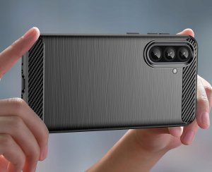 Etui do Samsung A56 5G Pancerne Carbon CASE + Szkło OCHRONNE 9H 7