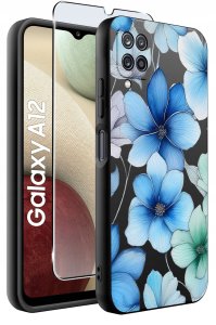 Etui do Samsung Galaxy A12|M12 WZORY |SILIKONOWE MATT CASE + SZKŁO 9H 2