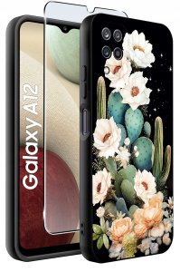 Etui do Samsung Galaxy A12|M12 WZORY |SILIKONOWE MATT CASE + SZKŁO 9H 2