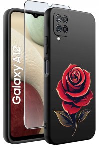 Etui do Samsung Galaxy A12|M12 WZORY |SILIKONOWE MATT CASE + SZKŁO 9H 2