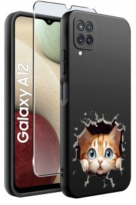 Etui do Samsung Galaxy A12|M12 WZORY |SILIKONOWE MATT CASE + SZKŁO 9H 2