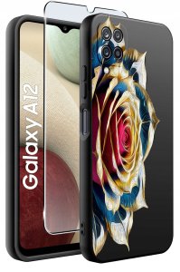 Etui do Samsung Galaxy A12|M12 WZORY |SILIKONOWE MATT CASE + SZKŁO 9H 2