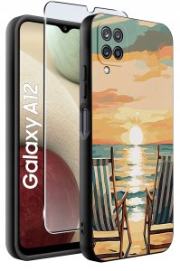Etui do Samsung Galaxy A12|M12 WZORY |SILIKONOWE MATT CASE + SZKŁO 9H 2