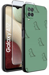 krainaGSM Etui do Samsung Galaxy A12|M12 WZORY |SILIKONOWE MATT CASE + SZKŁO 9H 2