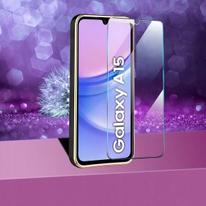krainaGSM Etui do Samsung Galaxy A15 4G|A15 5G GLAMOUR GOLD CASE + SZKŁO OCHRONNE 9H 3