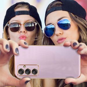 Etui do Samsung Galaxy A35 | A35 5G GOLDEDGE CASE GLAMOUR PLECKI + Szkło 9H 5
