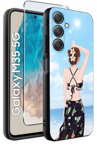 Etui do Samsung Galaxy M35 5G WZORY |SILIKONOWE MATT CASE + SZKŁO 9H 2