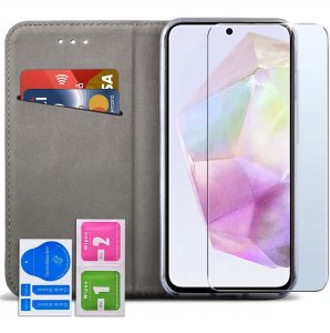 ETUI SKÓRZANE do Samsung A56 5G MAGNETYCZNE BOOK CASE TOKRA SZKŁO 2