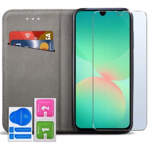 ETUI SKÓRZANE do Samsung Galaxy A26 5G MAGNETYCZNE BOOK CASE TOKRA SZKŁO 9H 2