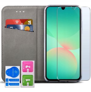 ETUI SKÓRZANE do Samsung Galaxy A26 5G MAGNETYCZNE BOOK CASE TOKRA SZKŁO 9H 2