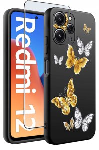 krainaGSM Etui do Xiaomi Redmi 12 4G WZORY |SILIKONOWE MATT CASE + SZKŁO 9H 2