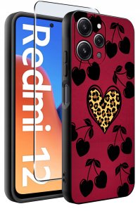 krainaGSM Etui do Xiaomi Redmi 12 4G WZORY |SILIKONOWE MATT CASE + SZKŁO 9H 2