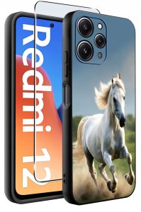 krainaGSM Etui do Xiaomi Redmi 12 4G WZORY |SILIKONOWE MATT CASE + SZKŁO 9H 2