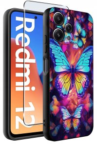 krainaGSM Etui do Xiaomi Redmi 12 4G WZORY |SILIKONOWE MATT CASE + SZKŁO 9H 2