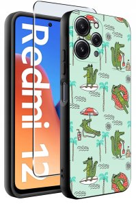 krainaGSM Etui do Xiaomi Redmi 12 4G WZORY |SILIKONOWE MATT CASE + SZKŁO 9H 2