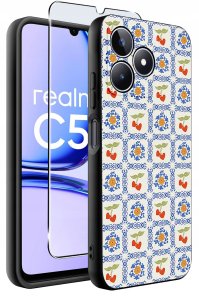 ETUI do Realme C51| C53 WZORY |SILIKONOWE MATT CASE + SZKŁO 9H 2