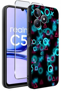 ETUI do Realme C51| C53 WZORY |SILIKONOWE MATT CASE + SZKŁO 9H 2
