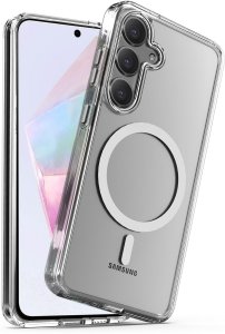 ETUI do Samsung A35 5G WZMACNIANE do MAGSAFE ANTI SHOCK CLEAR CASE + Szkło 2