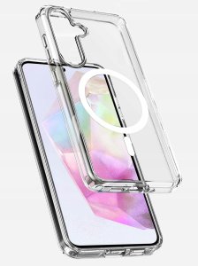 ETUI do Samsung A35 5G WZMACNIANE do MAGSAFE ANTI SHOCK CLEAR CASE + Szkło 3