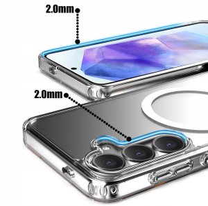 ETUI do Samsung A55 5G WZMACNIANE do MAGSAFE ANTI SHOCK CLEAR CASE + Szkło 4