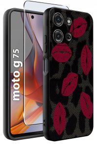 krainaGSM Etui do Motorola G75 5G | WZORY | SILIKONOWE MATT SZKŁO 9H 2