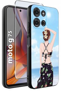 krainaGSM Etui do Motorola G75 5G | wzory | silikonowe matowe szkło 9H 2