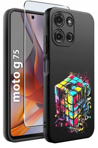 krainaGSM Etui do Motorola G75 5G | WZORY | SILIKONOWE MATT SZKŁO 9H 2