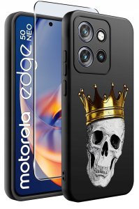 krainaGSM Etui do Motorola Moto EDGE 50 Neo Wzory |SILIKONOWE MATT CASE + SZKŁO 9H 2