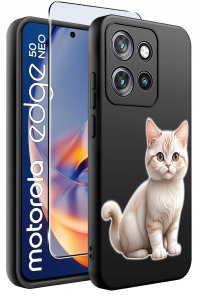 krainaGSM Etui do Motorola Moto EDGE 50 Neo WZORY SILIKONOWE MATT CASE + SZKŁO 9H 2