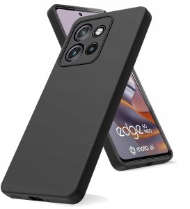 krainaGSM Etui do Motorola Moto EDGE 50 Neo silikonowe MATOWE CZARNE + Szkło ochronne 2
