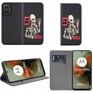 krainaGSM Etui do Motorola Moto G55 5G MAGNET WZORY CASE PORTFEL + SZKŁO 9H 2