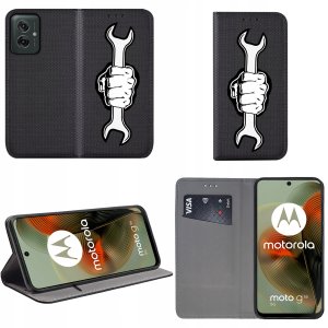krainaGSM Etui do Motorola Moto G55 5G MAGNET WZORY CASE PORTFEL + SZKŁO 9H 2