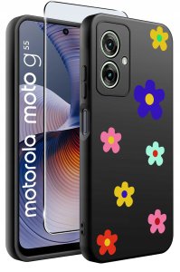 krainaGSM Etui do Motorola Moto G55 5G WZORY |SILIKONOWE MATT CASE + SZKŁO 9H 2