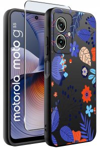 krainaGSM Etui do Motorola Moto G55 5G WZORY |SILIKONOWE MATT CASE + SZKŁO 9H 2