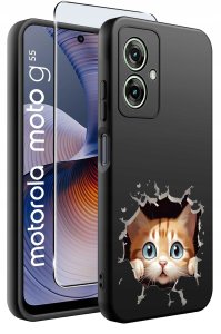 krainaGSM Etui do Motorola Moto G55 5G WZORY |SILIKONOWE MATT CASE + SZKŁO 9H 2