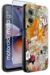 Etui do Motorola Moto G55 5G WZORY |SILIKONOWE MATT CASE + SZKŁO 9H 2