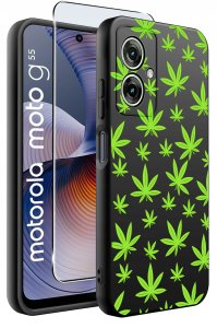 krainaGSM Etui do Motorola Moto G55 5G WZORY SILIKONOWE MATT CASE + SZKŁO 9H 2