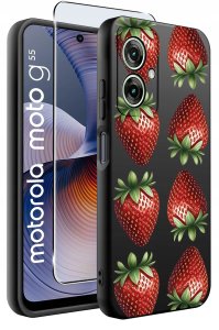 krainaGSM Etui do Motorola Moto G55 5G wzory | SILIKONOWE MATT CASE + SZKŁO 9H 2