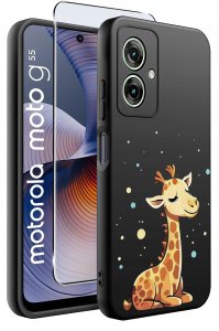 krainaGSM Etui do Motorola Moto G55 5G WZORY |SILIKONOWE MATT CASE + SZKŁO 9H 2
