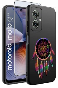 krainaGSM Etui do Motorola Moto G55 5G wzory | SILIKONOWE MATT CASE + SZKŁO 9H 2