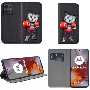 krainaGSM Etui do Motorola Moto G75 5G MAGNET WZORY CASE PORTFEL + SZKŁO 9H 3