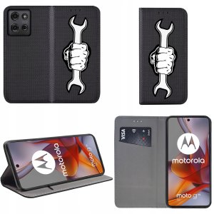 krainaGSM Etui do Motorola Moto G75 5G MAGNET WZORY CASE PORTFEL + SZKŁO 9H 3