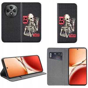 krainaGSM Etui do Oppo Reno 12 F 5G | 12 FS 5G MAGNET WZORY CASE PORTFEL + SZKŁO 9H 2