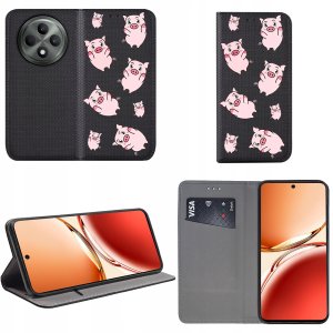 krainaGSM Etui do Oppo Reno 12 F 5G | 12 FS 5G MAGNET WZORY CASE PORTFEL + SZKŁO 9H 2