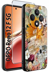 Etui do Oppo Reno 12 F 5G | 12 FS 5G WZORY |SILIKONOWE MATT CASE + SZKŁO 9H 2