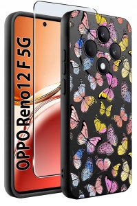 krainaGSM Etui do Oppo Reno 12 F 5G | 12 FS 5G WZORY |SILIKONOWE MATT CASE + SZKŁO 9H 2