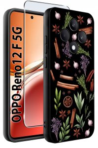Etui do Oppo Reno 12 F 5G | 12 FS 5G WZORY |SILIKONOWE MATT CASE + SZKŁO 9H 2