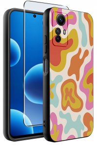 ETUI do Xiaomi Redmi Note 12S | WZORY | SILIKONOWE MATT CASE + SZKŁO 9H 2